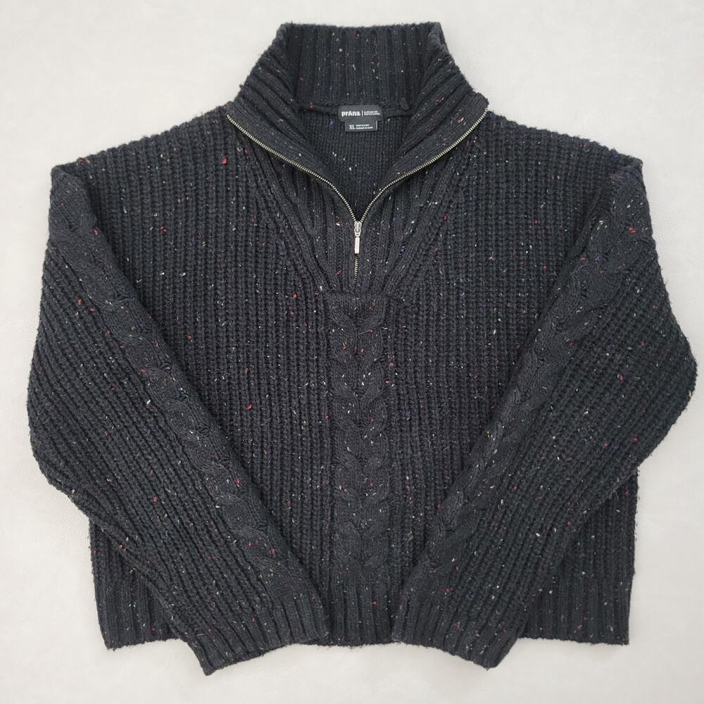 prAna Laurel Creek Sweater 1/4 Zip Black Size XL